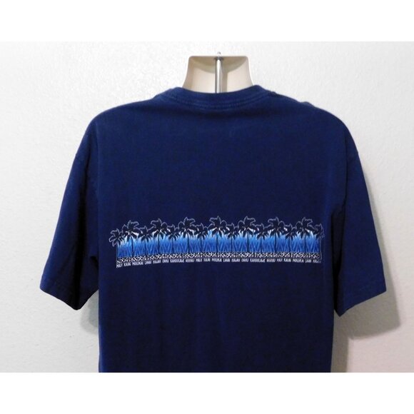 Hawaiian Palms Tee Shirt Men’s XL Navy Blue 100% Cotton Casual by Sundog - Picture 4 of 8